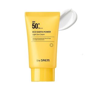 Сонцезахисний крем для жирної шкіри The Saem Eco Earth Power Light Sun Cream SPF50+ PA+++ (50 гр) – Купити в Україні Ulitka Beauty