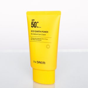Сонцезахисний крем для жирної шкіри The Saem Eco Earth Power No Sebum Sun Cream SPF50+ PA+++ (50 мл) – Купити в Україні Ulitka Beauty