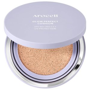 Тональний кушон з ефектом сяйва Arocell Glow Perfect Cushion Light Beige 21 SPF50+ PA+++ (15 гр) – Купити в Україні Ulitka Beauty